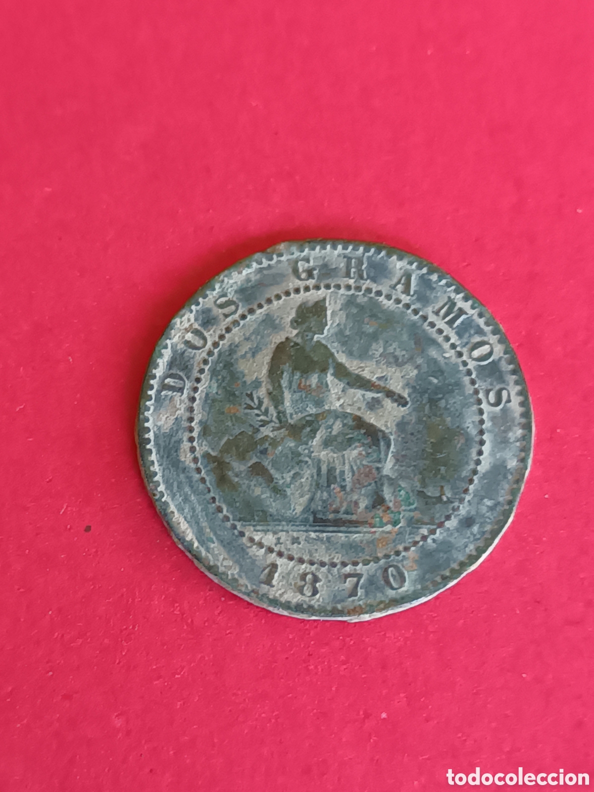 Monedas de Espa&ntilde;a: GOBIERNO PROVISIONAL. 2 C&Eacute;NTIMOS DE 1870. MBC. ADMITE LIMPIEZA. - Foto 2