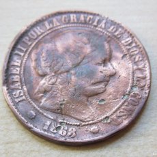 Monedas de España: 5 CÉNTIMOS DE ISABEL II 1868 CECA BARCELONA DIÁMETRO 3,1 CMS. Lote 386895474