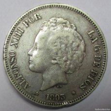 Monedas de España: ALFONSO XIII 1893 - 5 PESETAS DE PLATA 1893. CECA DE MADRID- PGV - RARA. LOTE 4221. Lote 388559264