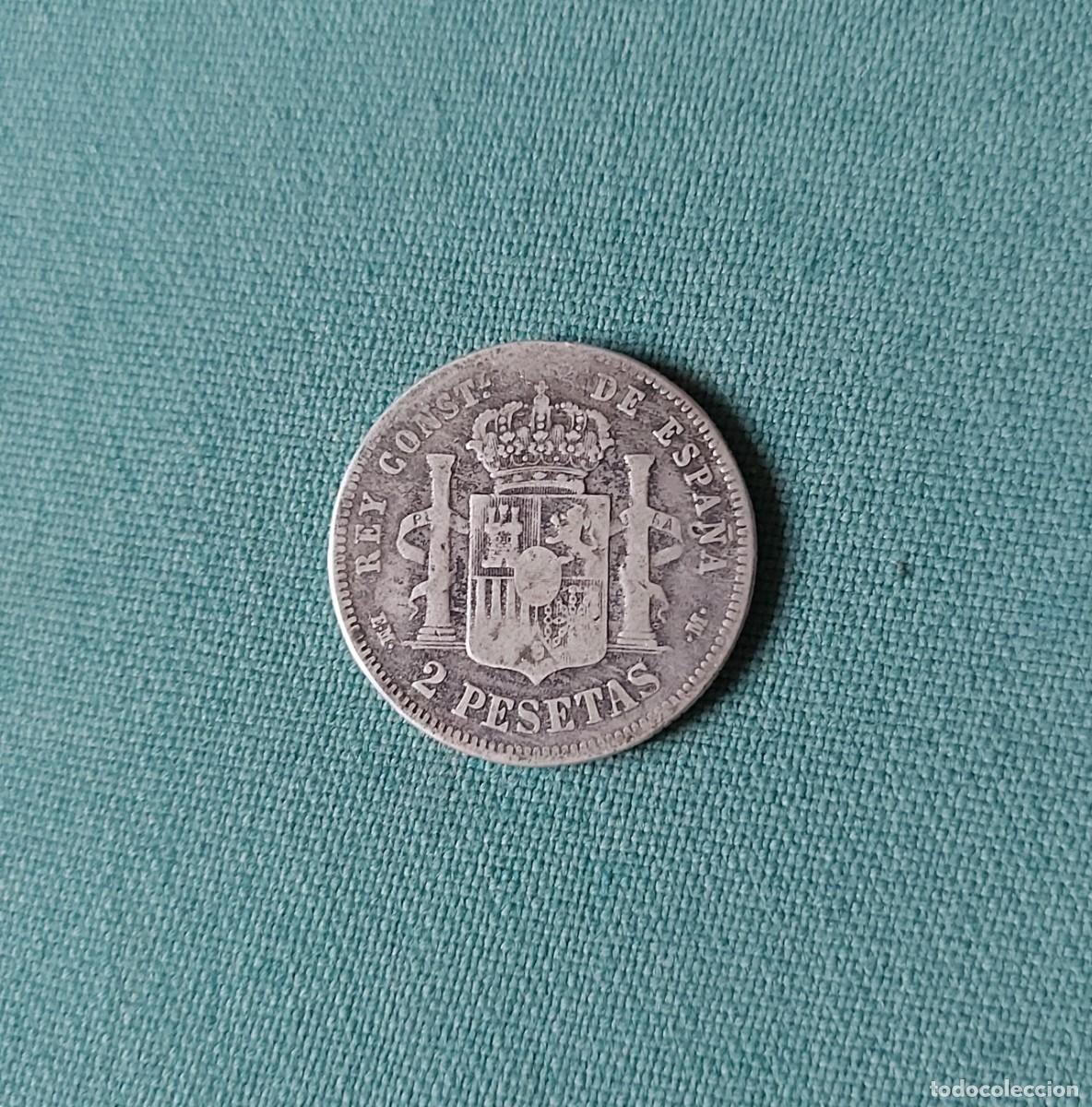 Monedas de Espa&ntilde;a: Moneda de 2 pesetas, 1879 Alfonso XII - Foto 2