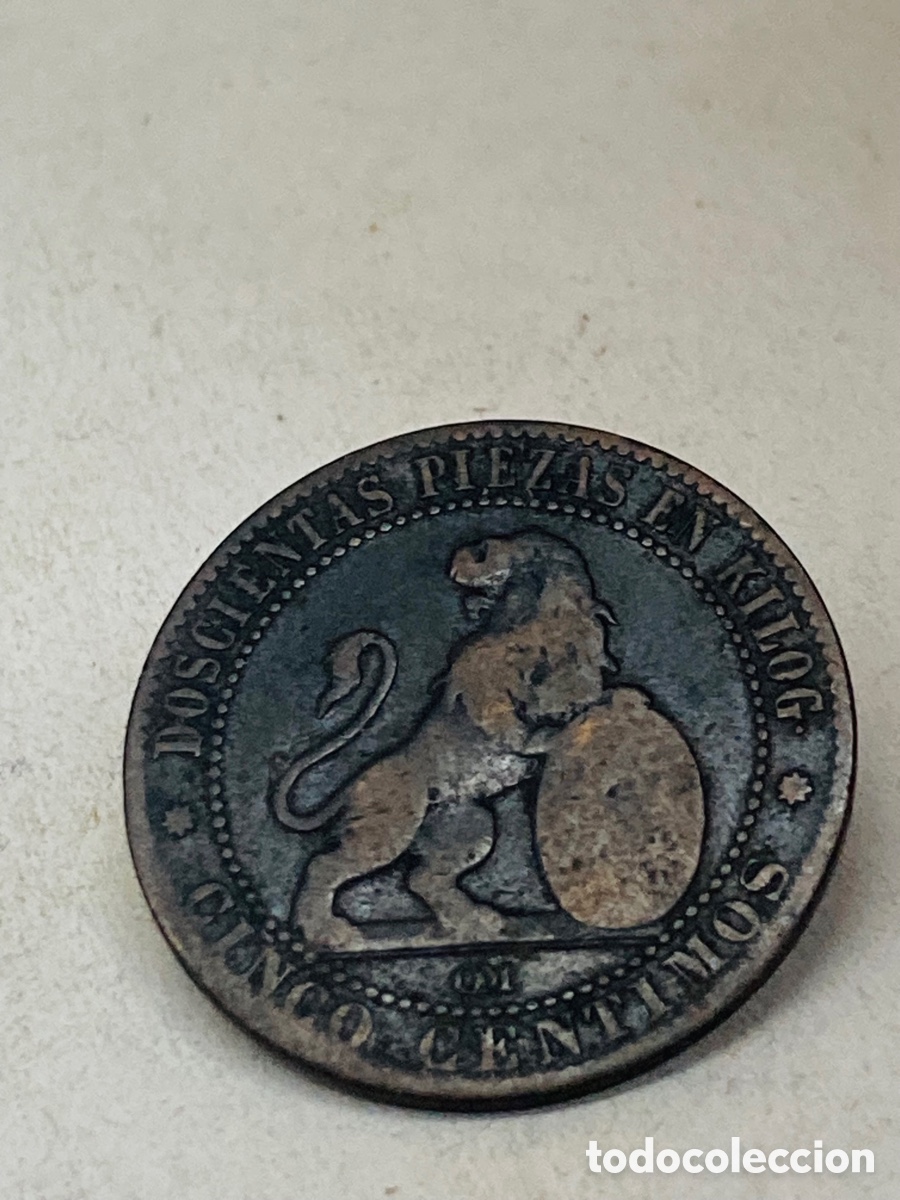 Monedas de Espa&ntilde;a: Moneda cinco c&eacute;ntimos 1870 - Foto 1