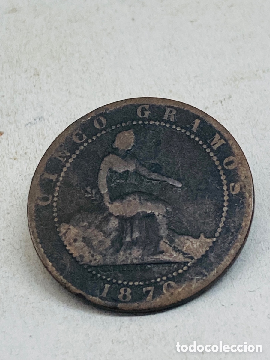 Monedas de Espa&ntilde;a: Moneda de cinco c&eacute;ntimos 1870 - Foto 1