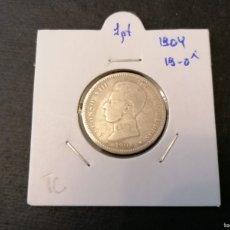 Monedas de España: PLATA ,MONEDA 1 PESETA, 1904, ESPAÑA, BC+, ESTRELLAS 19-0-*, 5 GR. Lote 391015189