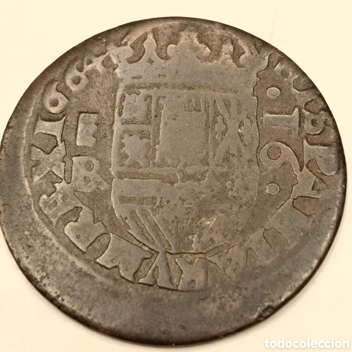 Monedas de Espa&ntilde;a: Felipe IV 1664 - 16 maraved&iacute;s. Con desgaste. - Foto 2