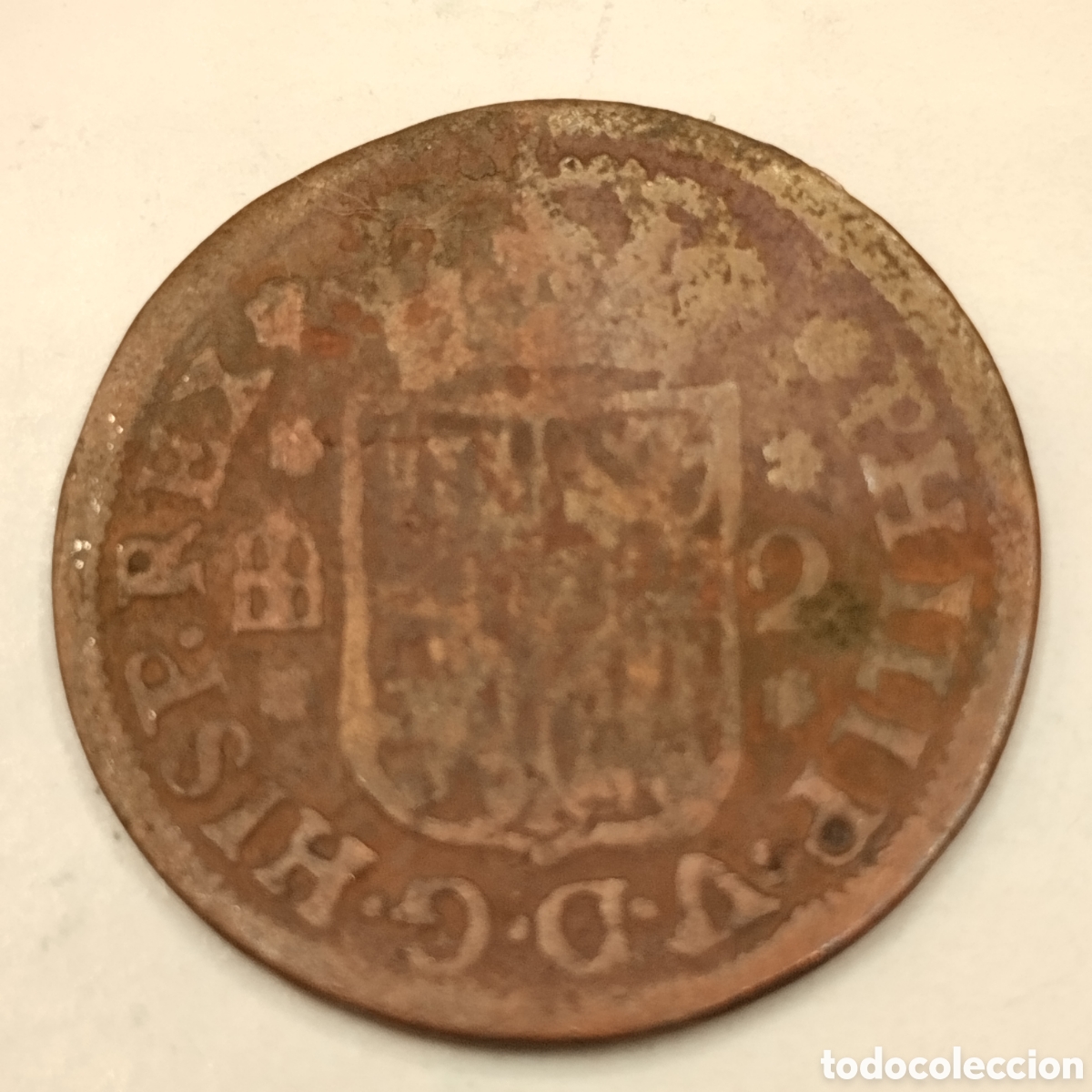 Monedas de Espa&ntilde;a: Felipe V. Philip V. 2 maraved&iacute;s. 1745 - Foto 2