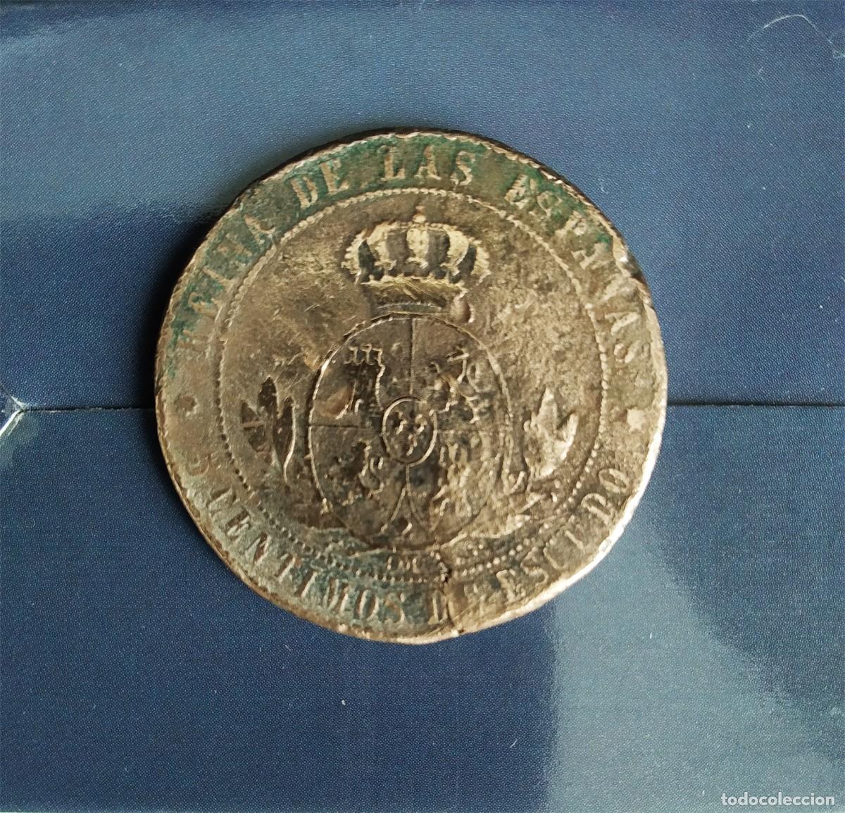 Monedas de Espa&ntilde;a: CINCO CENTIMOS DE ESCUDO DE 1868 ISABEL II - Foto 2