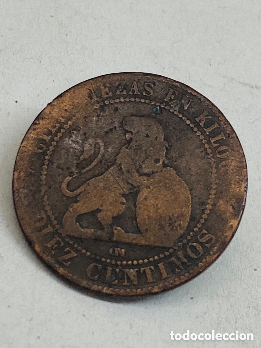 Monedas de Espa&ntilde;a: Moneda de diez c&eacute;ntimos 1870 - Foto 2