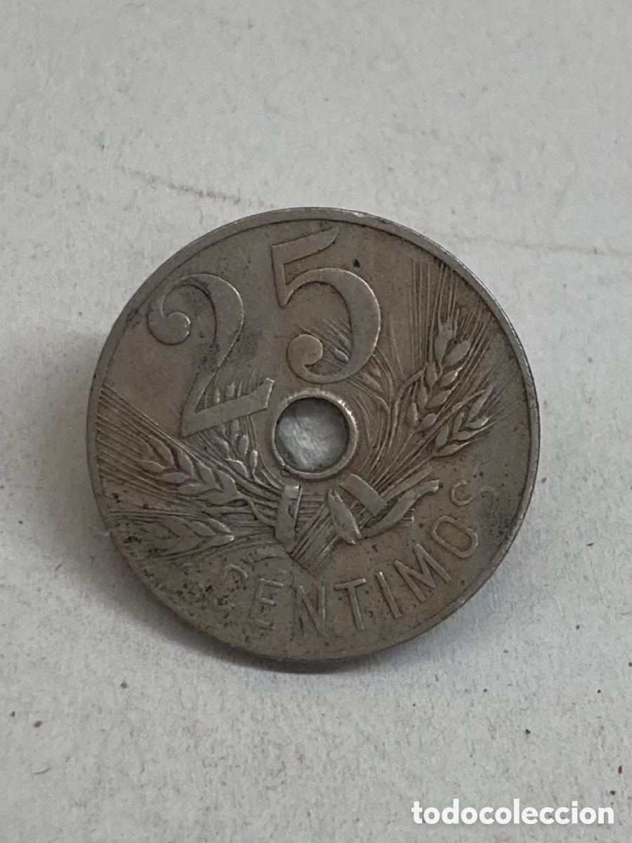 Monedas de Espa&ntilde;a: Moneda de veinticinco centimos 1927 - Foto 2