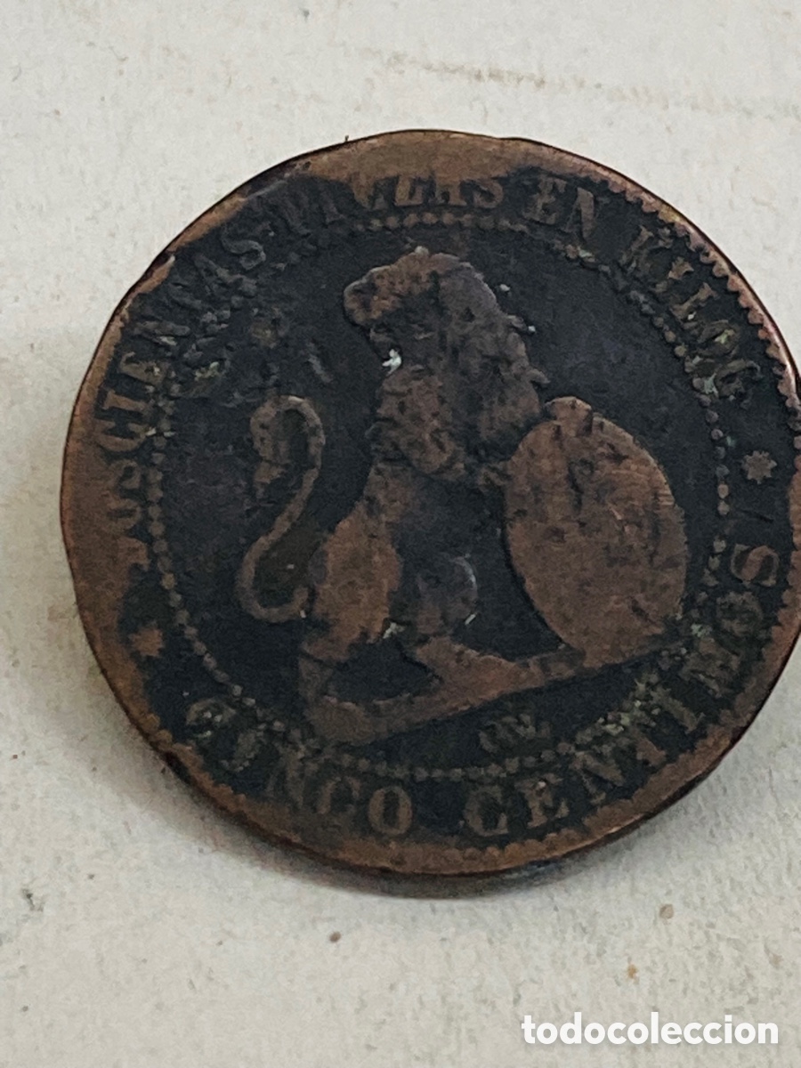 Monedas de Espa&ntilde;a: Moneda de cinco c&eacute;ntimos 1870 - Foto 1