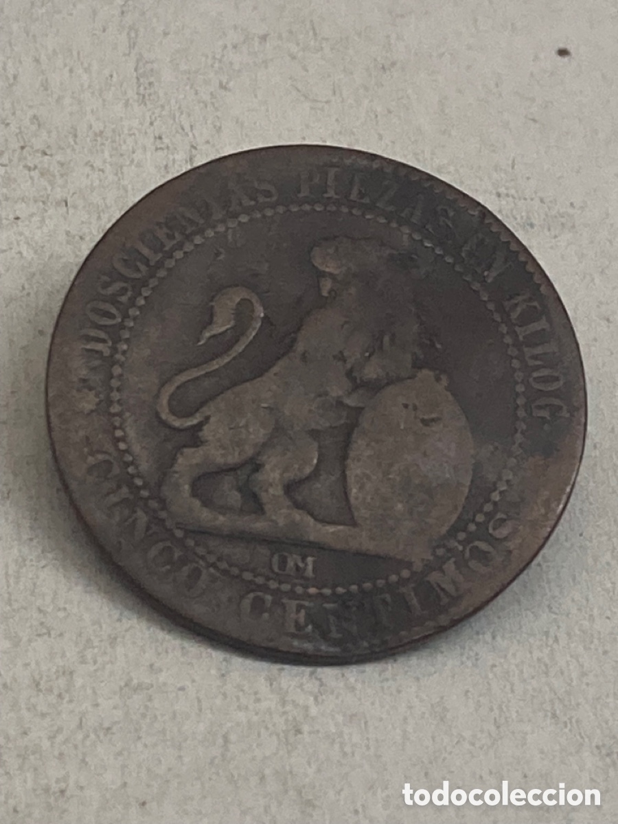 Monedas de Espa&ntilde;a: Moneda cinco c&eacute;ntimos 1870 - Foto 2