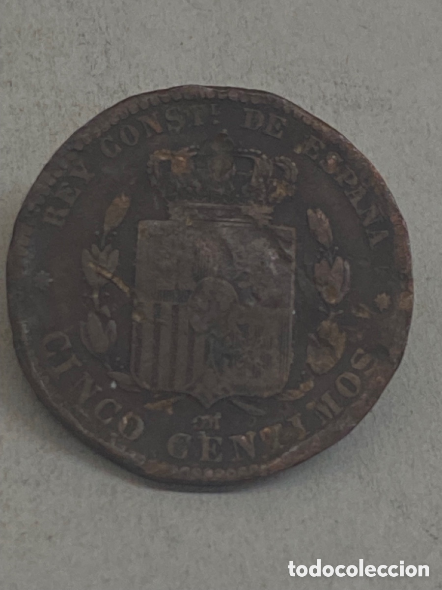 Monedas de Espa&ntilde;a: Moneda cinco c&eacute;ntimos 1877 - Foto 2