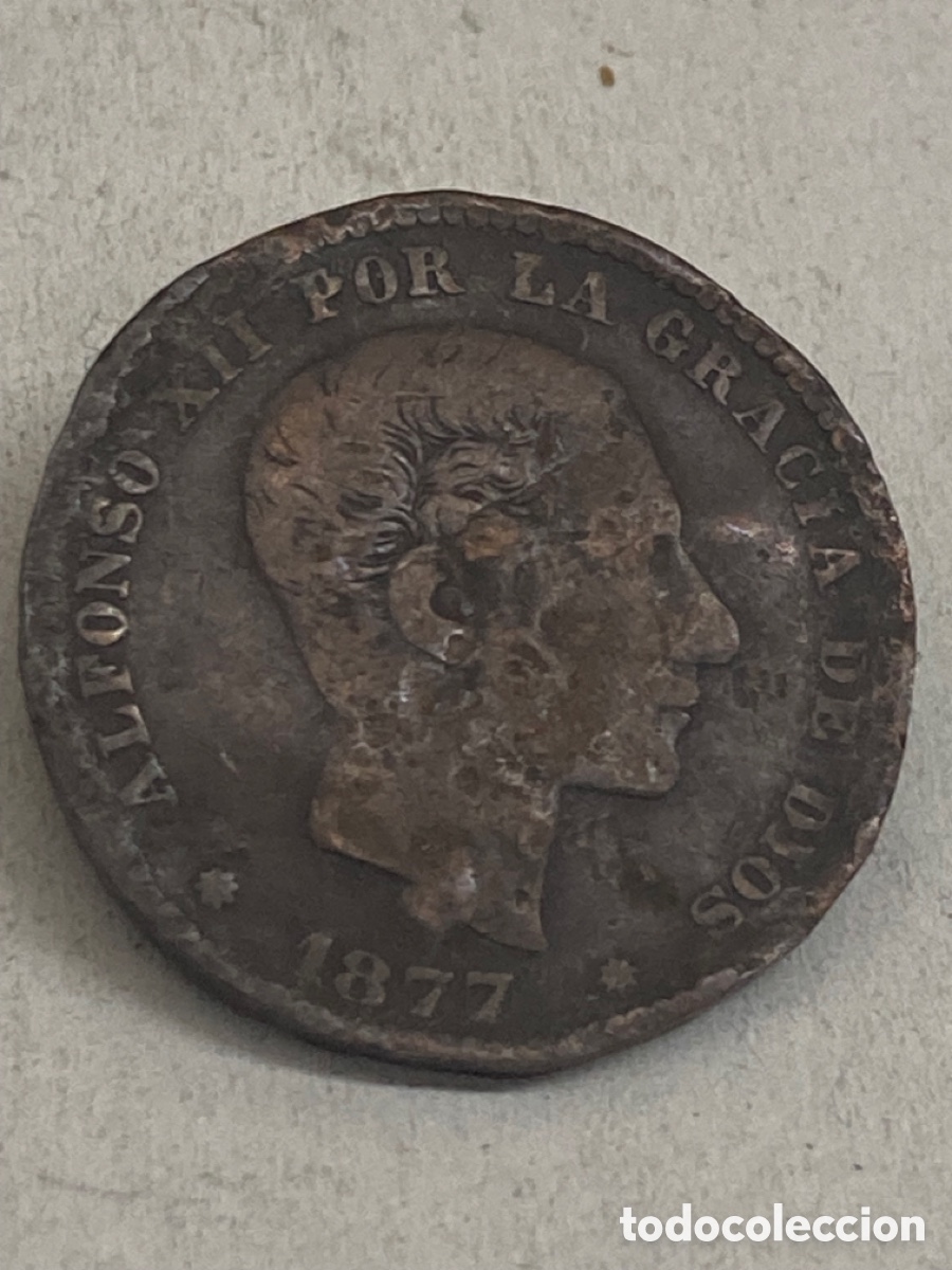 Monedas de Espa&ntilde;a: Moneda cinco c&eacute;ntimos 1877 - Foto 1