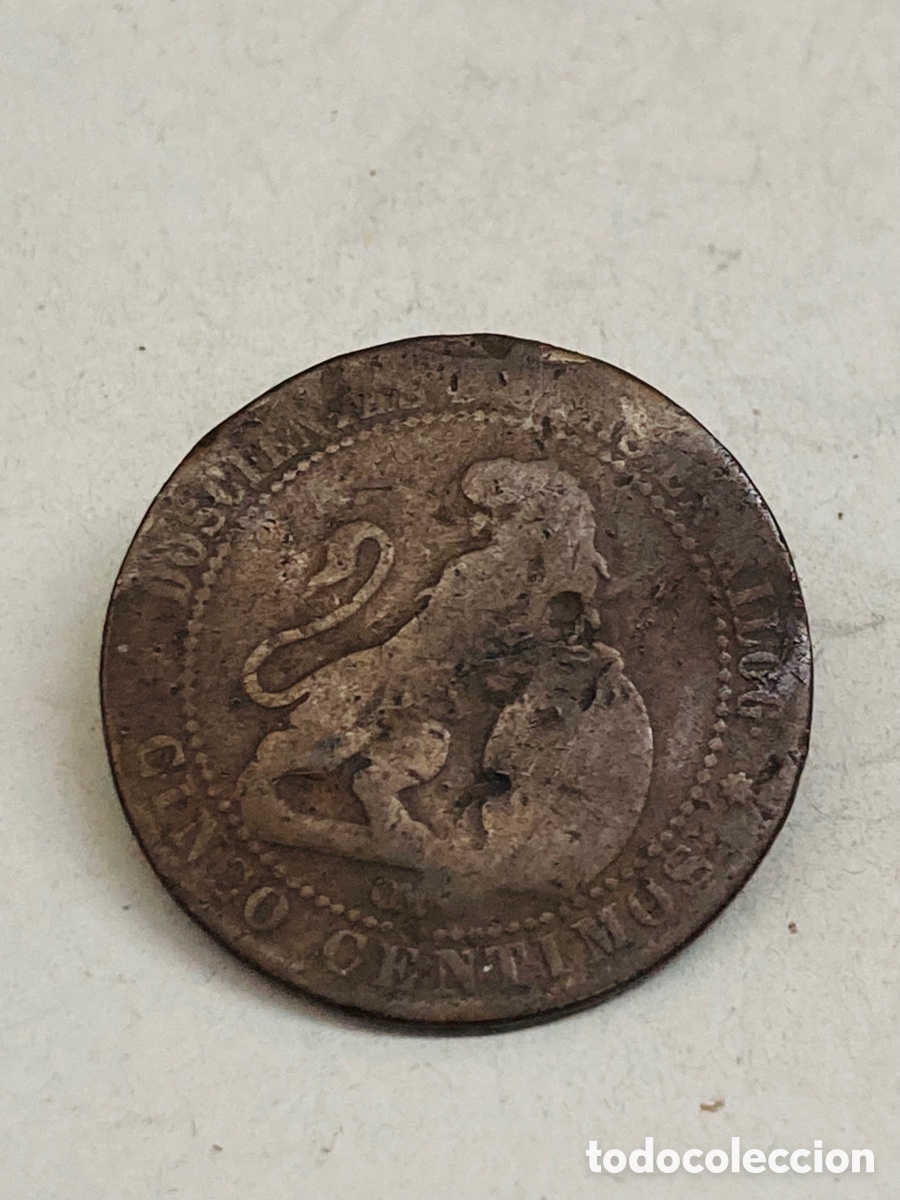 Monedas de Espa&ntilde;a: Moneda cinco c&eacute;ntimos 1870 - Foto 1