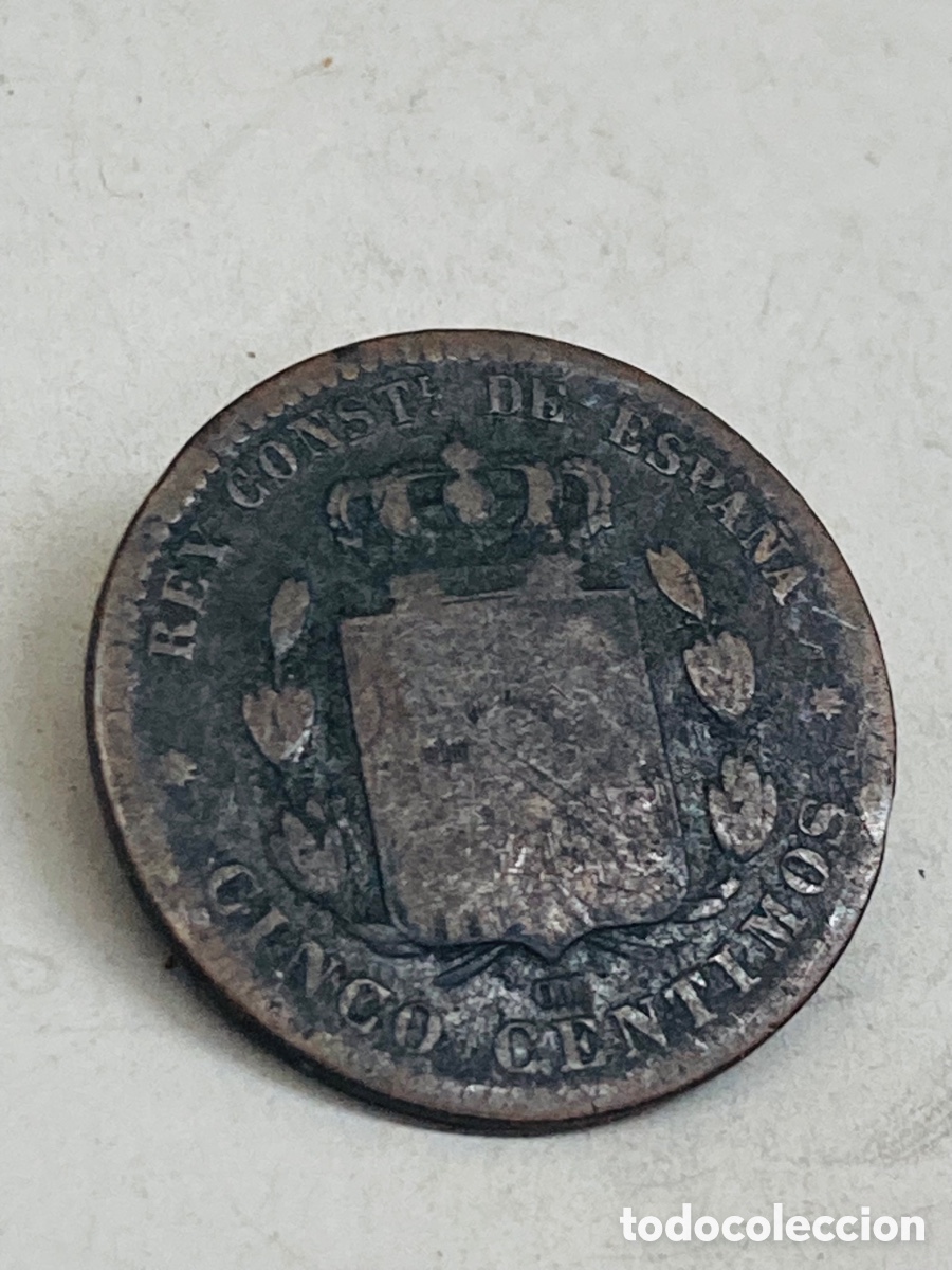Monedas de Espa&ntilde;a: Moneda de cinco c&eacute;ntimos 1879 - Foto 2