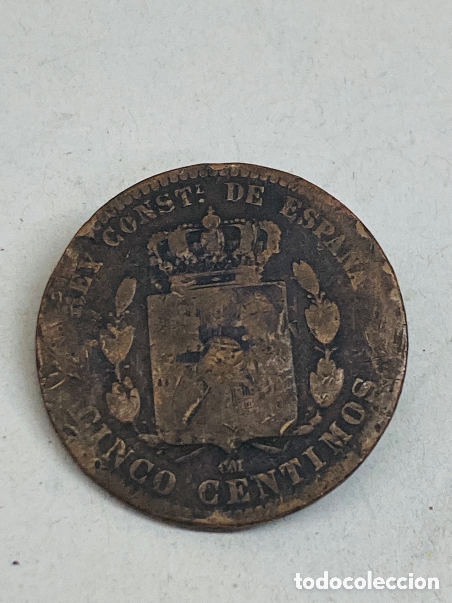 Monedas de Espa&ntilde;a: Moneda de cinco c&eacute;ntimos 1879 - Foto 2