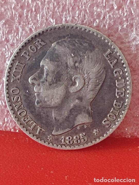 Monedas de Espa&ntilde;a: 1885 PLATA ALFONSO XIII 50 CTS MONEDA USADA - Foto 3