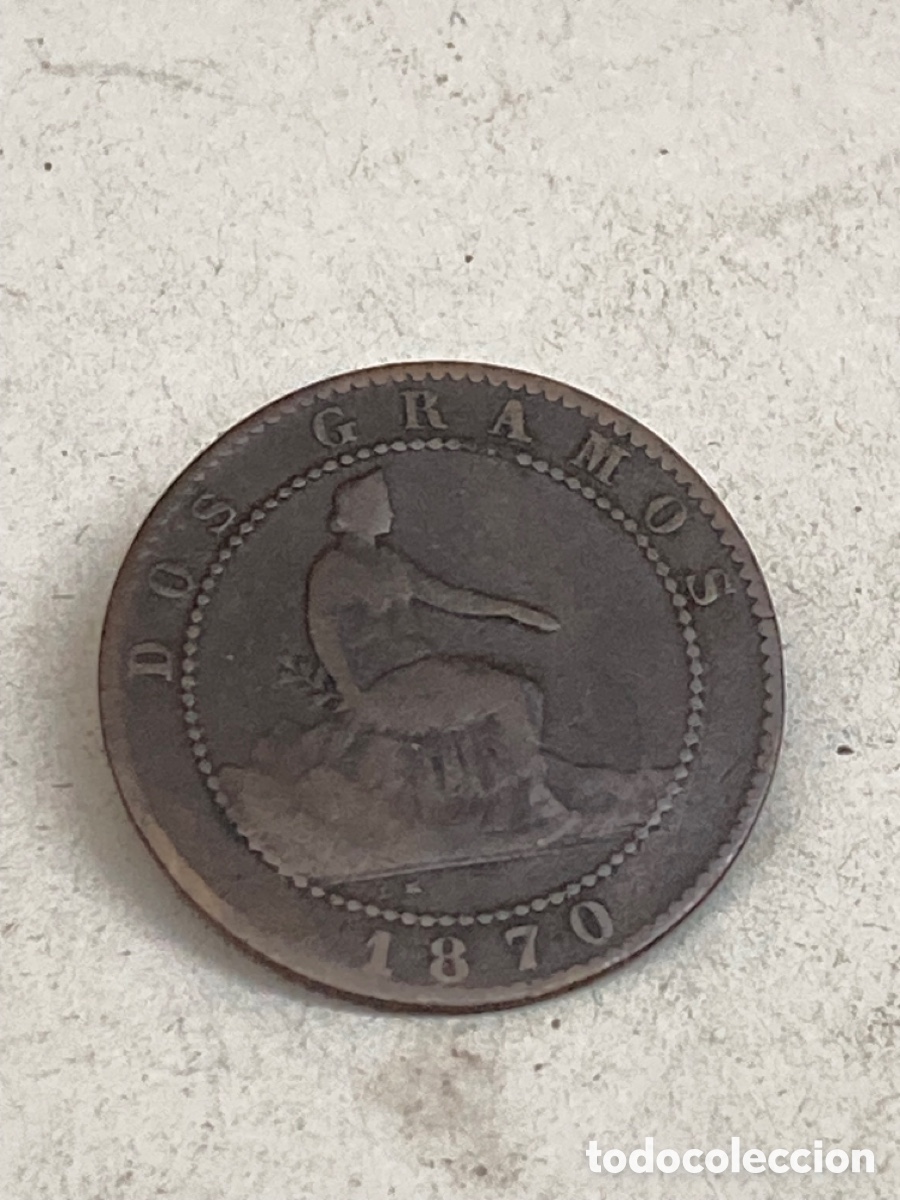 Monedas de Espa&ntilde;a: Moneda de dos c&eacute;ntimos 1870 - Foto 2