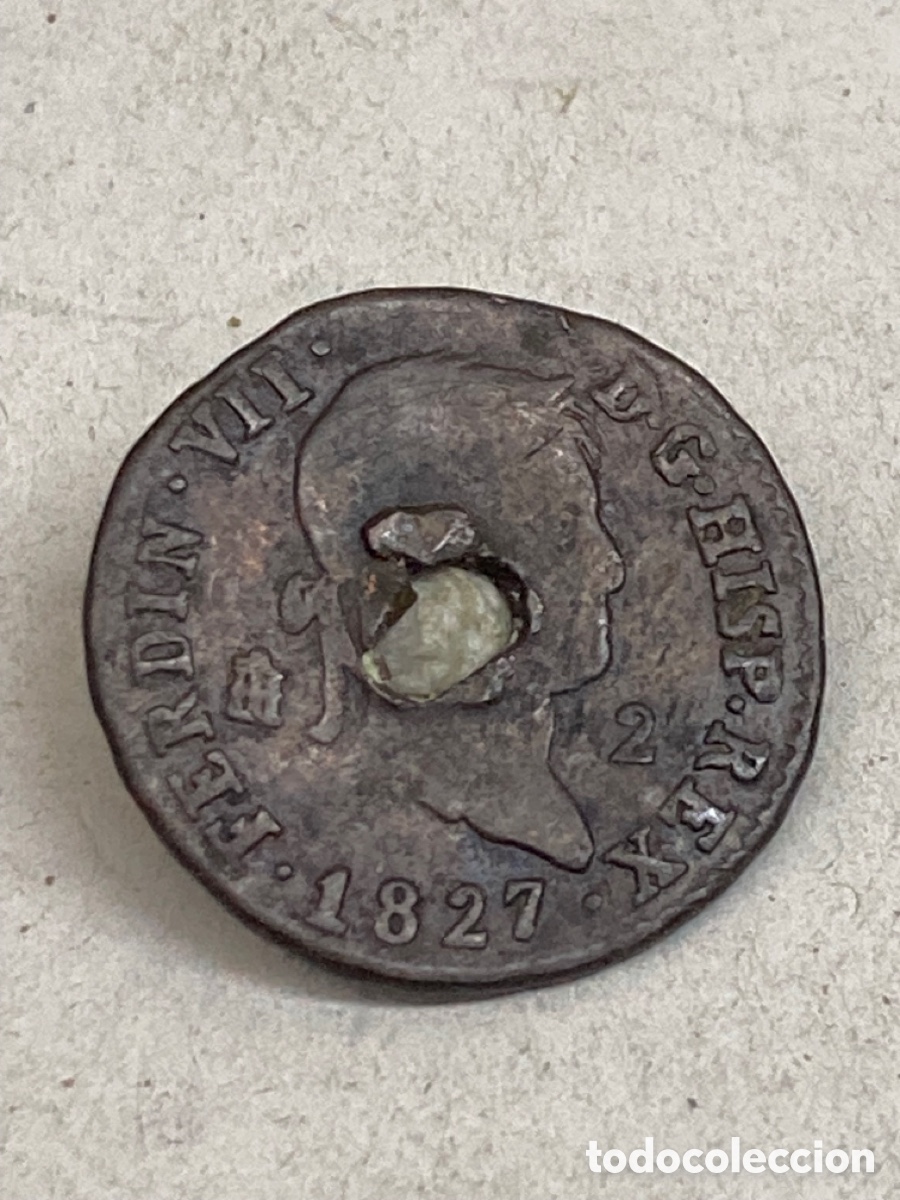 Monedas de Espa&ntilde;a: Moneda dos maravedies 1827 - Foto 1