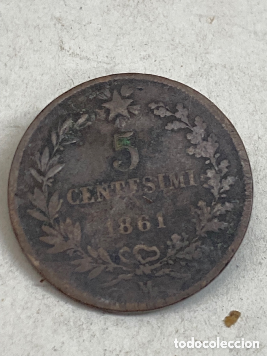 Monedas de Espa&ntilde;a: Moneda 5 c&eacute;ntimos 1861 Italia - Foto 2