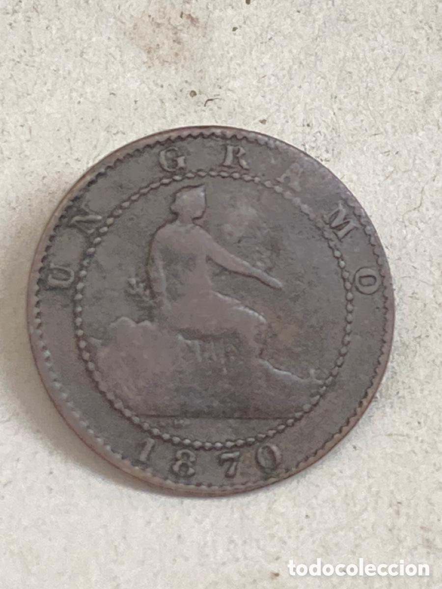 Monedas de Espa&ntilde;a: Moneda un c&eacute;ntimo 1870 - Foto 2