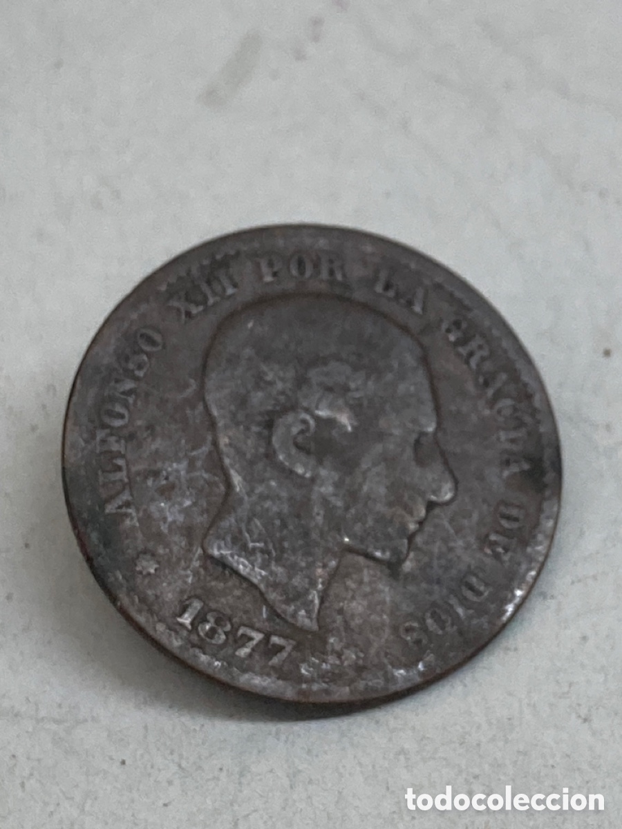 Monedas de Espa&ntilde;a: Moneda cinco c&eacute;ntimos 1877 - Foto 2