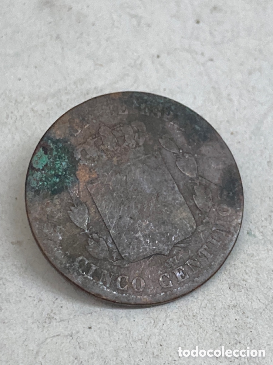 Monedas de Espa&ntilde;a: Moneda cinco c&eacute;ntimos 1877 - Foto 1