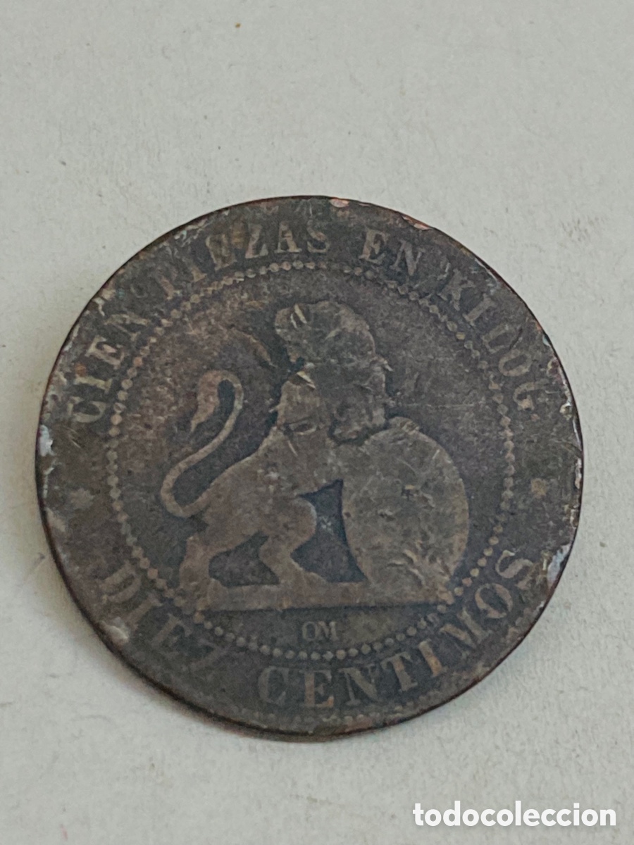 Monedas de Espa&ntilde;a: Moneda de diez c&eacute;ntimos 1870 - Foto 2