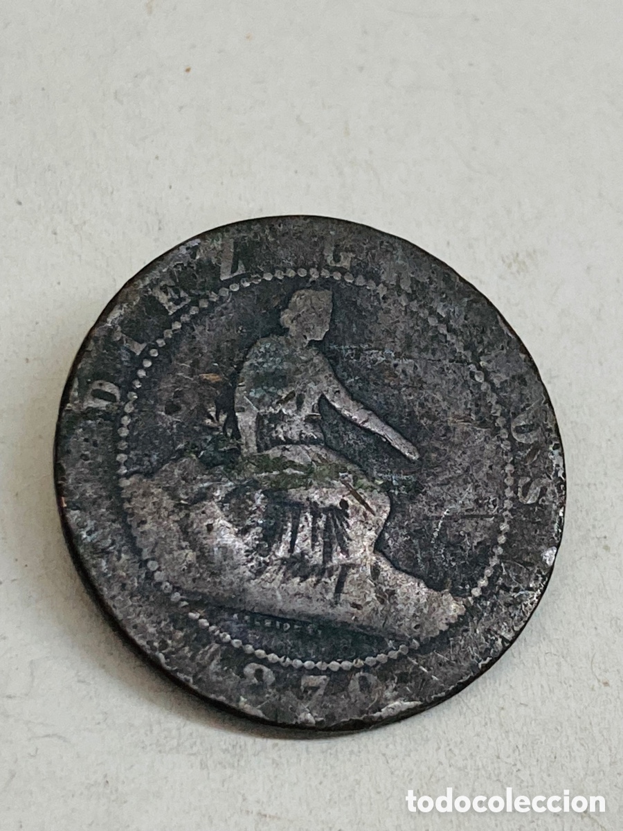 Monedas de Espa&ntilde;a: Moneda de diez c&eacute;ntimos 1870 - Foto 1