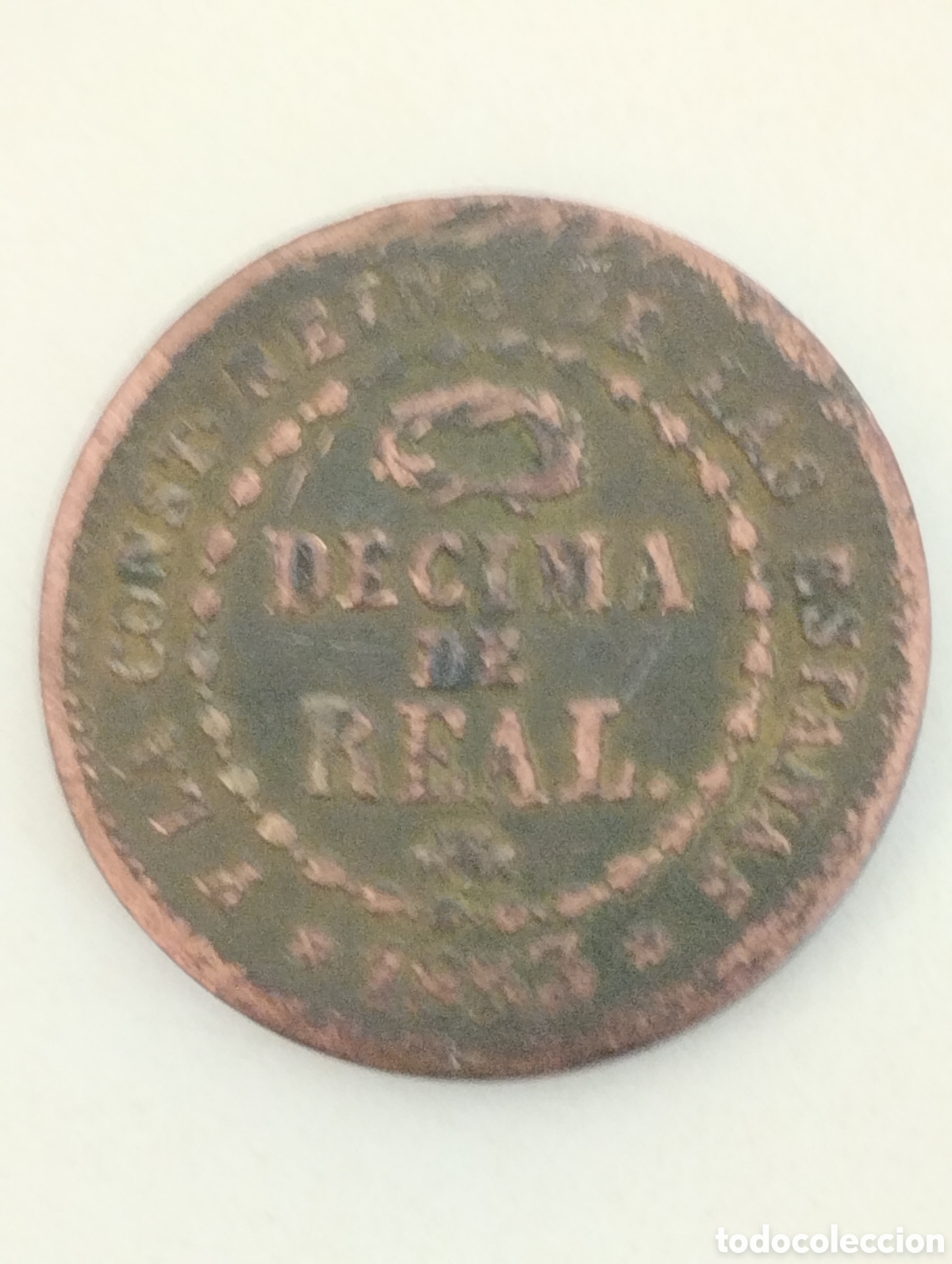 Monedas de Espa&ntilde;a: Moneda d&eacute;cima de real 1853. Isabel II. Ara&ntilde;ada. - Foto 2