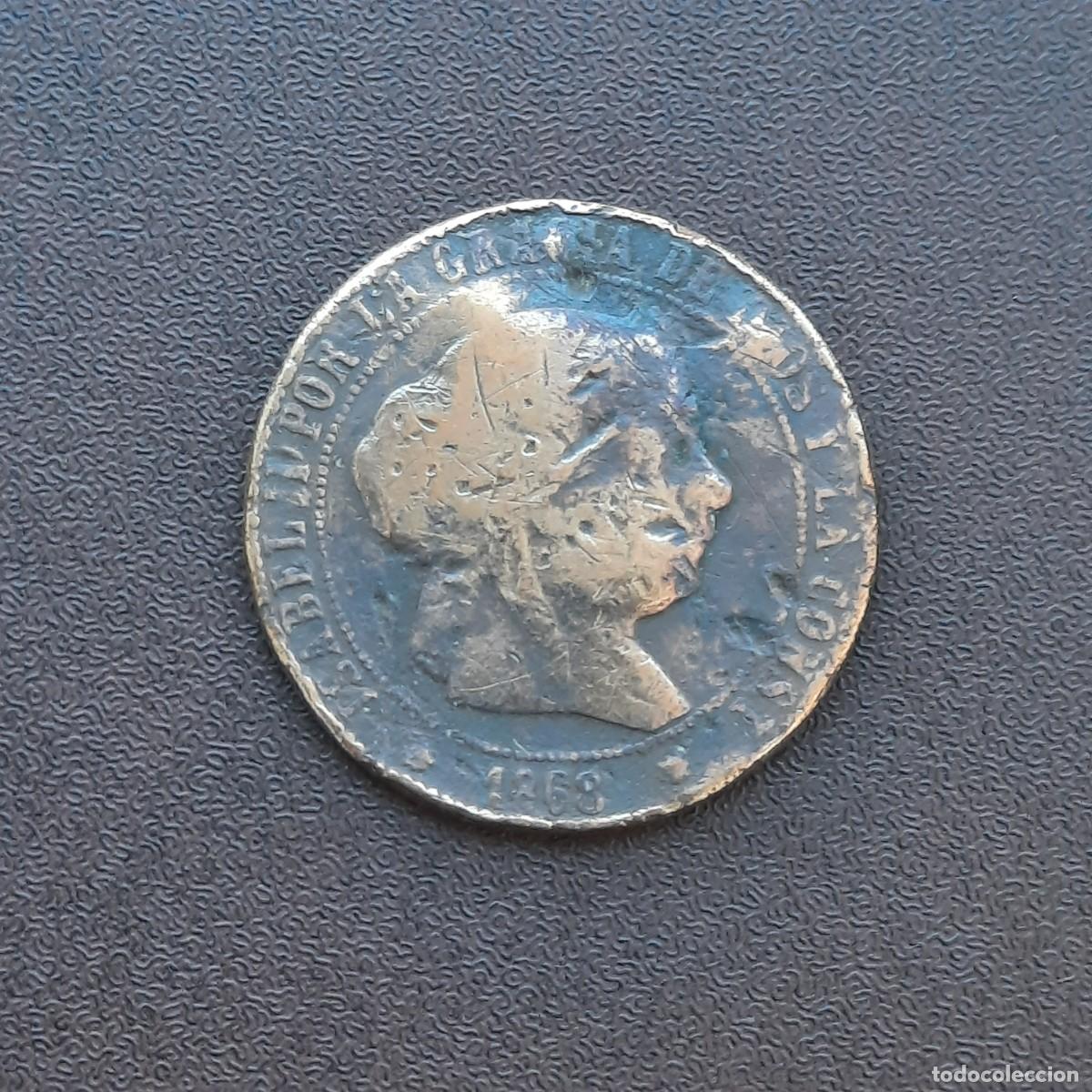 Monedas de Espa&ntilde;a: MONEDA DE 5 C&Eacute;NTIMOS DE ESCUDO DEL A&Ntilde;O 1868,DE COBRE.1 - Foto 1