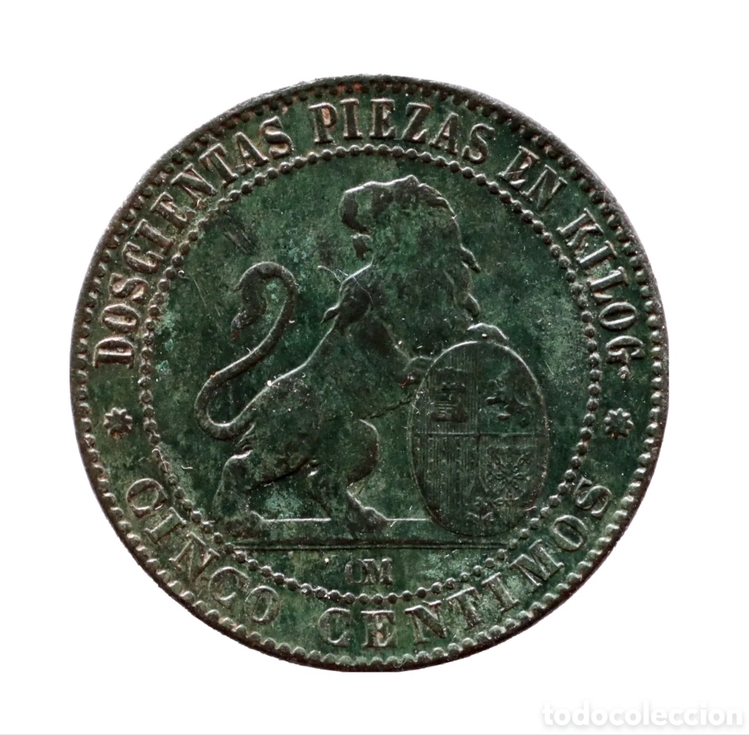 Monedas de Espa&ntilde;a: 5 CENTIMOS GOBIERNO PROVISIONAL 1870 - Foto 2