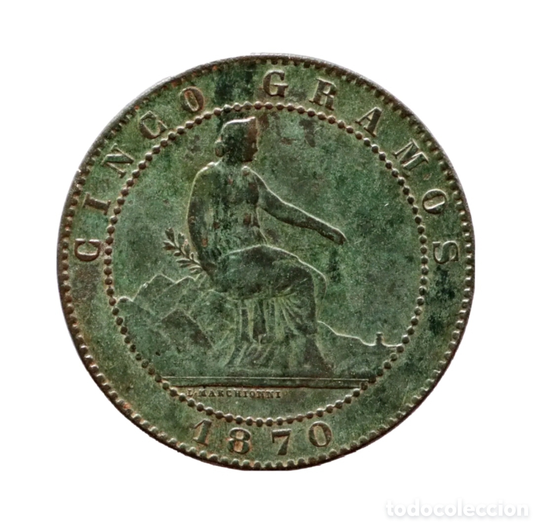 Monedas de Espa&ntilde;a: 5 CENTIMOS GOBIERNO PROVISIONAL 1870 - Foto 1