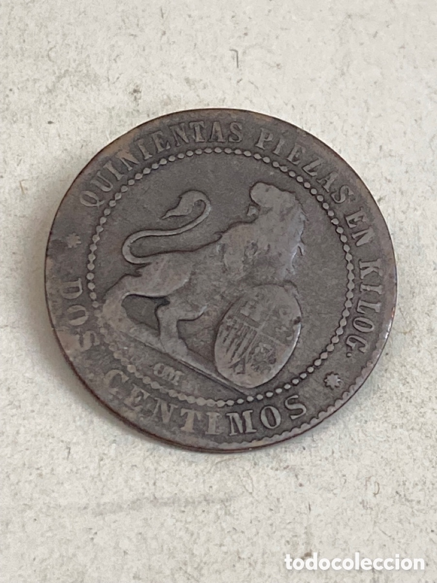 Monedas de Espa&ntilde;a: Moneda de dos c&eacute;ntimos 1870 - Foto 2