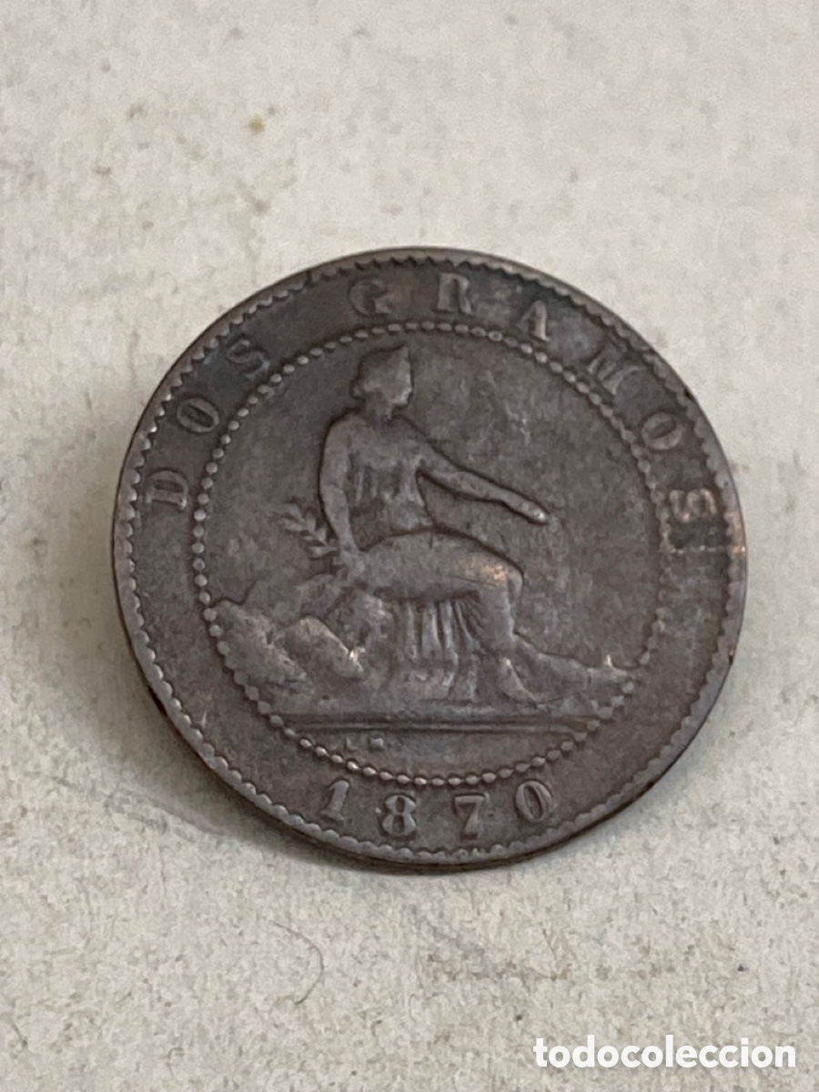 Monedas de Espa&ntilde;a: Moneda de dos c&eacute;ntimos 1870 - Foto 2