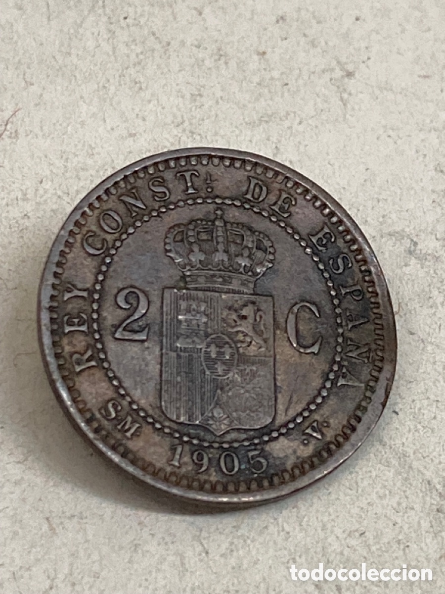 Monedas de Espa&ntilde;a: Moneda de dos c&eacute;ntimos 1905 - Foto 2