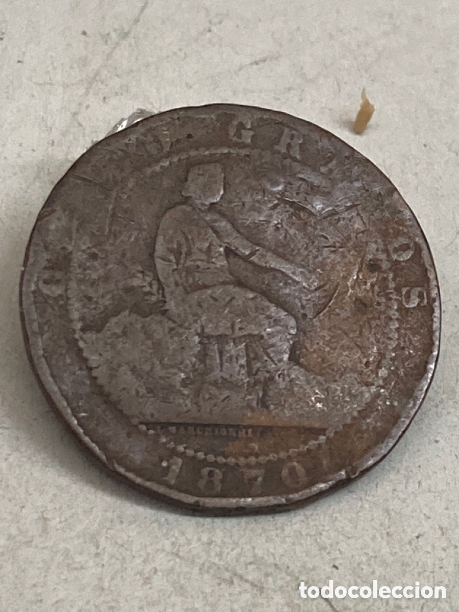 Monedas de Espa&ntilde;a: Moneda cinco c&eacute;ntimos 1870 - Foto 1