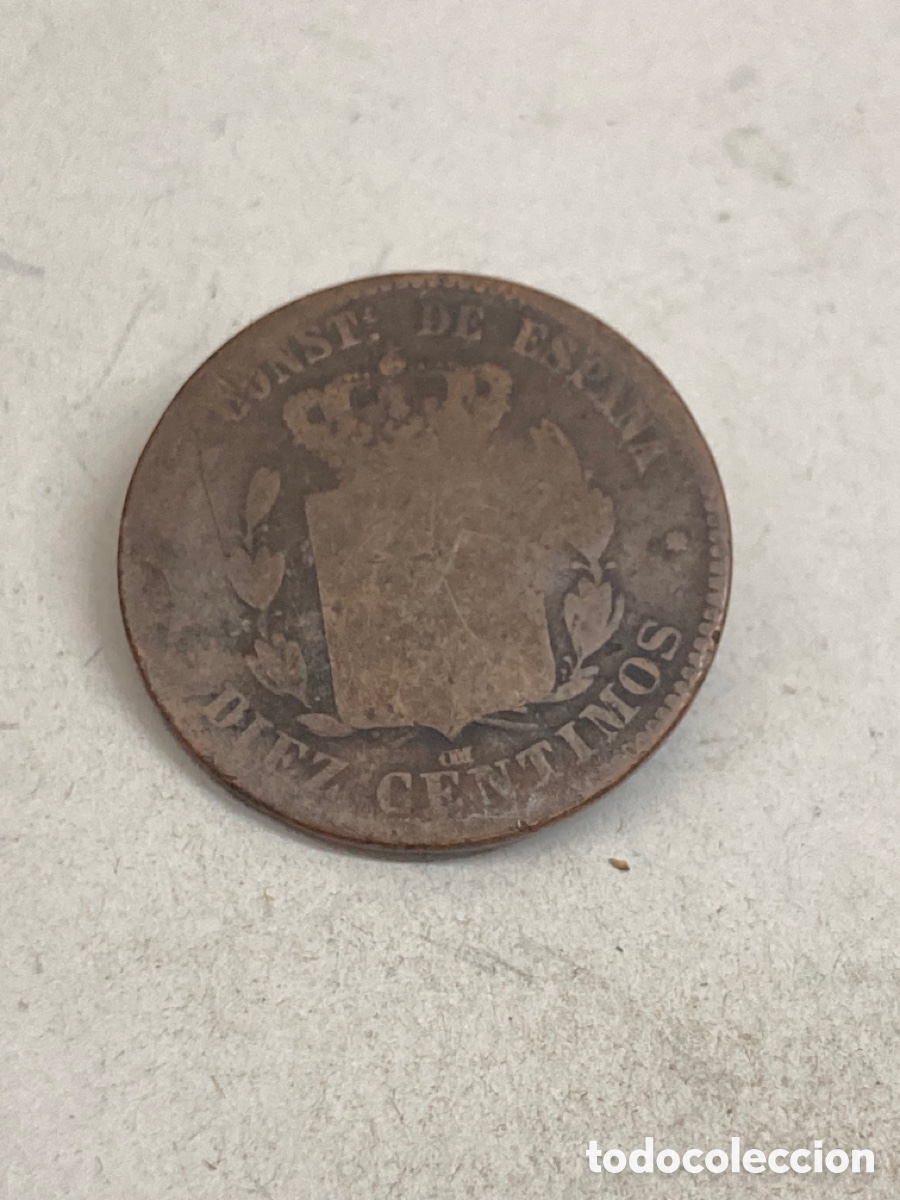 Monedas de Espa&ntilde;a: Moneda diez c&eacute;ntimos 1870 - Foto 2