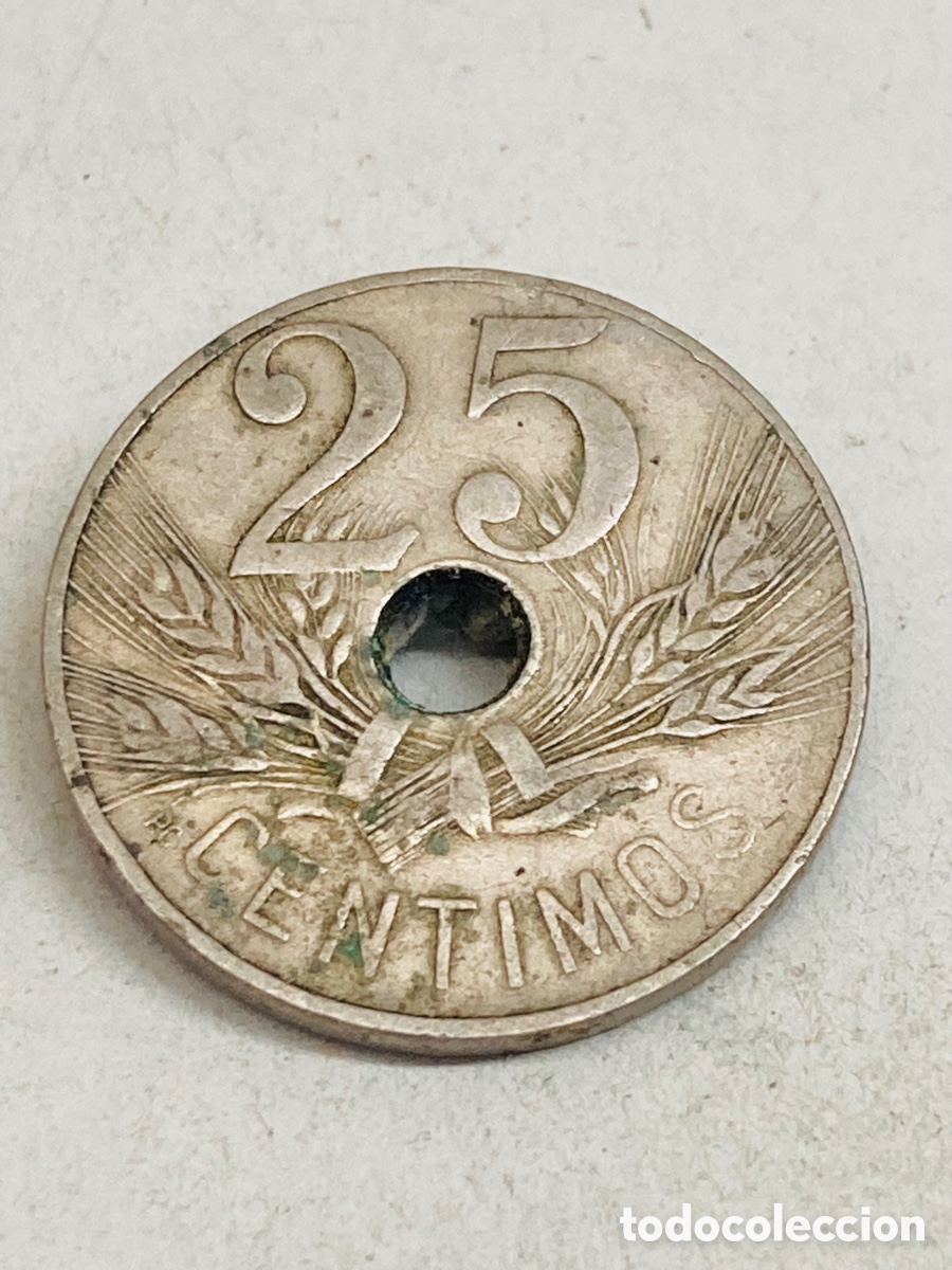 Monedas de Espa&ntilde;a: Moneda de veinticinco c&eacute;ntimos 1927 - Foto 2