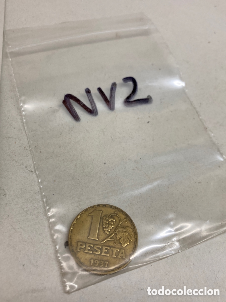 Monedas de Espa&ntilde;a: Moneda de una peseta 1937 - Foto 3