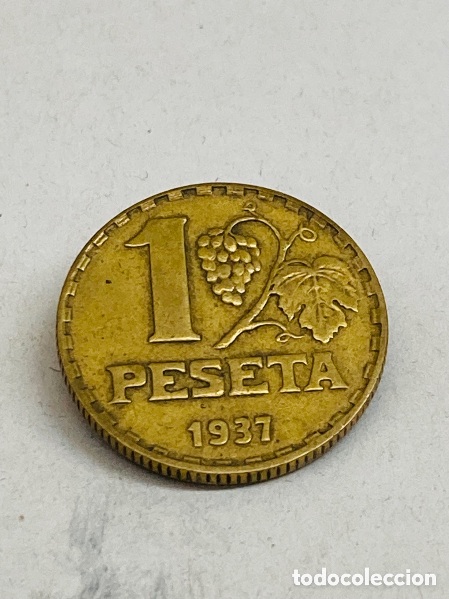 Monedas de Espa&ntilde;a: Moneda de una peseta 1937 - Foto 1