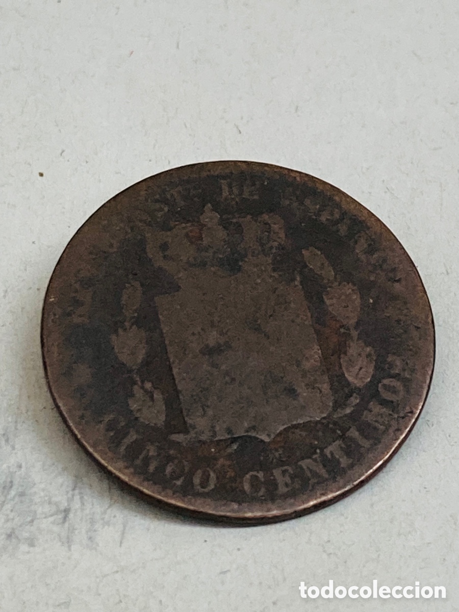 Monedas de Espa&ntilde;a: Moneda cinco c&eacute;ntimos 1877 - Foto 1
