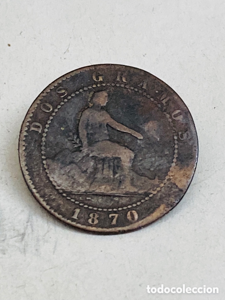 Monedas de Espa&ntilde;a: Moneda dos c&eacute;ntimos 1870 - Foto 1
