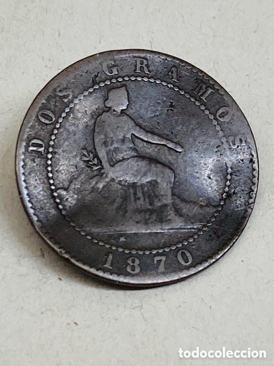 Monedas de Espa&ntilde;a: Moneda de dos c&eacute;ntimos 1870 - Foto 2