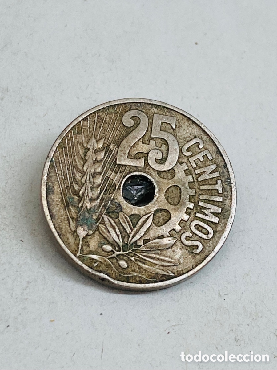 Monedas de Espa&ntilde;a: Moneda de veinticinco c&eacute;ntimos 1934 - Foto 2