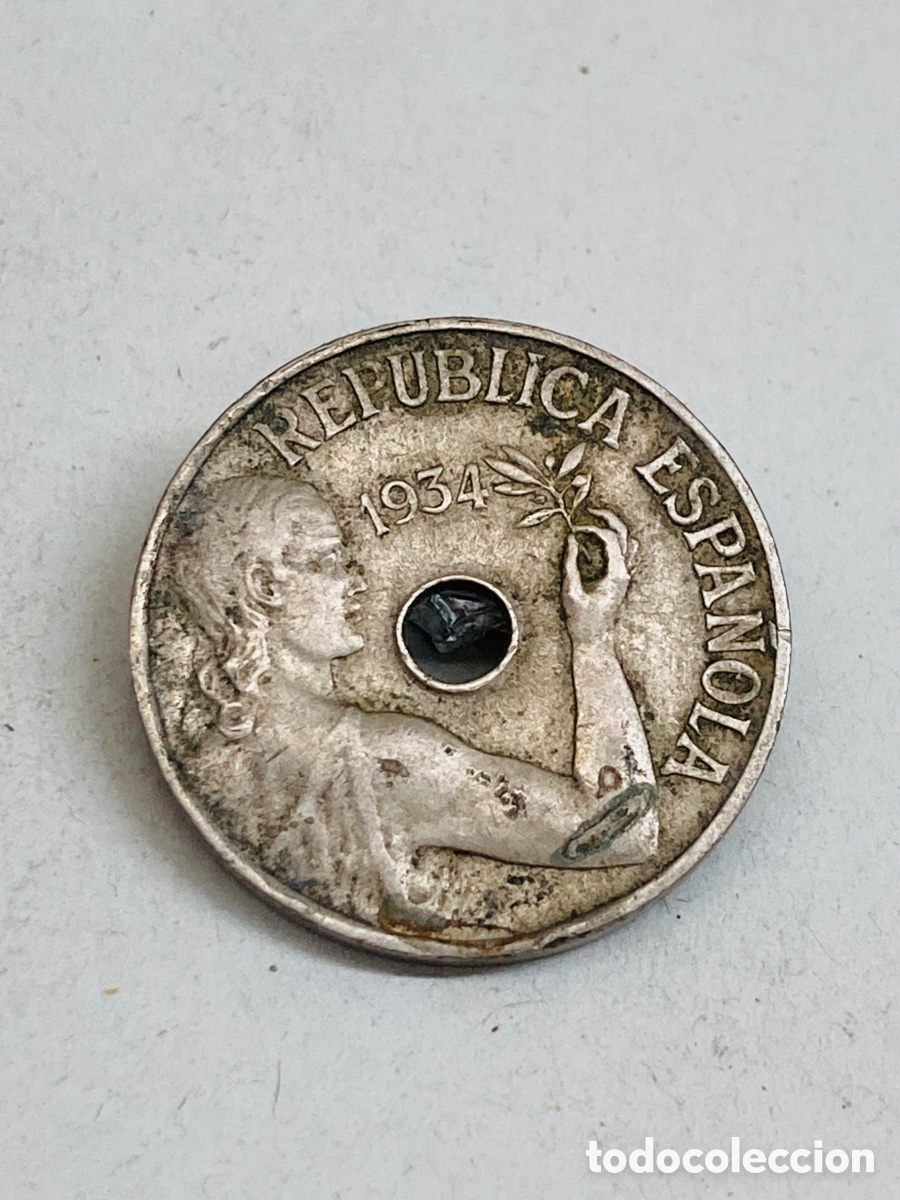 Monedas de Espa&ntilde;a: Moneda de veinticinco c&eacute;ntimos 1934 - Foto 1