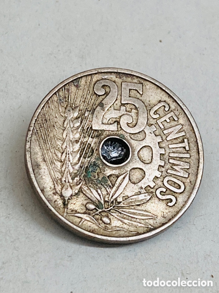 Monedas de Espa&ntilde;a: Moneda de veinticinco c&eacute;ntimos 1934 - Foto 2