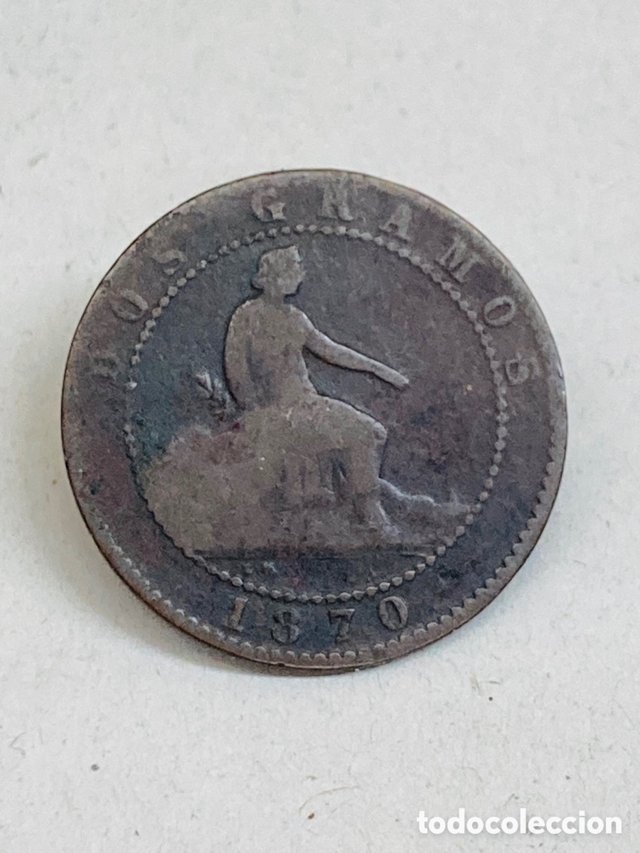 Monedas de Espa&ntilde;a: Moneda de dos c&eacute;ntimos 1870 - Foto 2