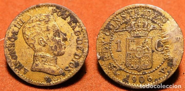 Monedas de Espa&ntilde;a: MONEDA DE ALFONSO XIII 1 CENTIMO 1906 FALSO DE EPOCA - Foto 1