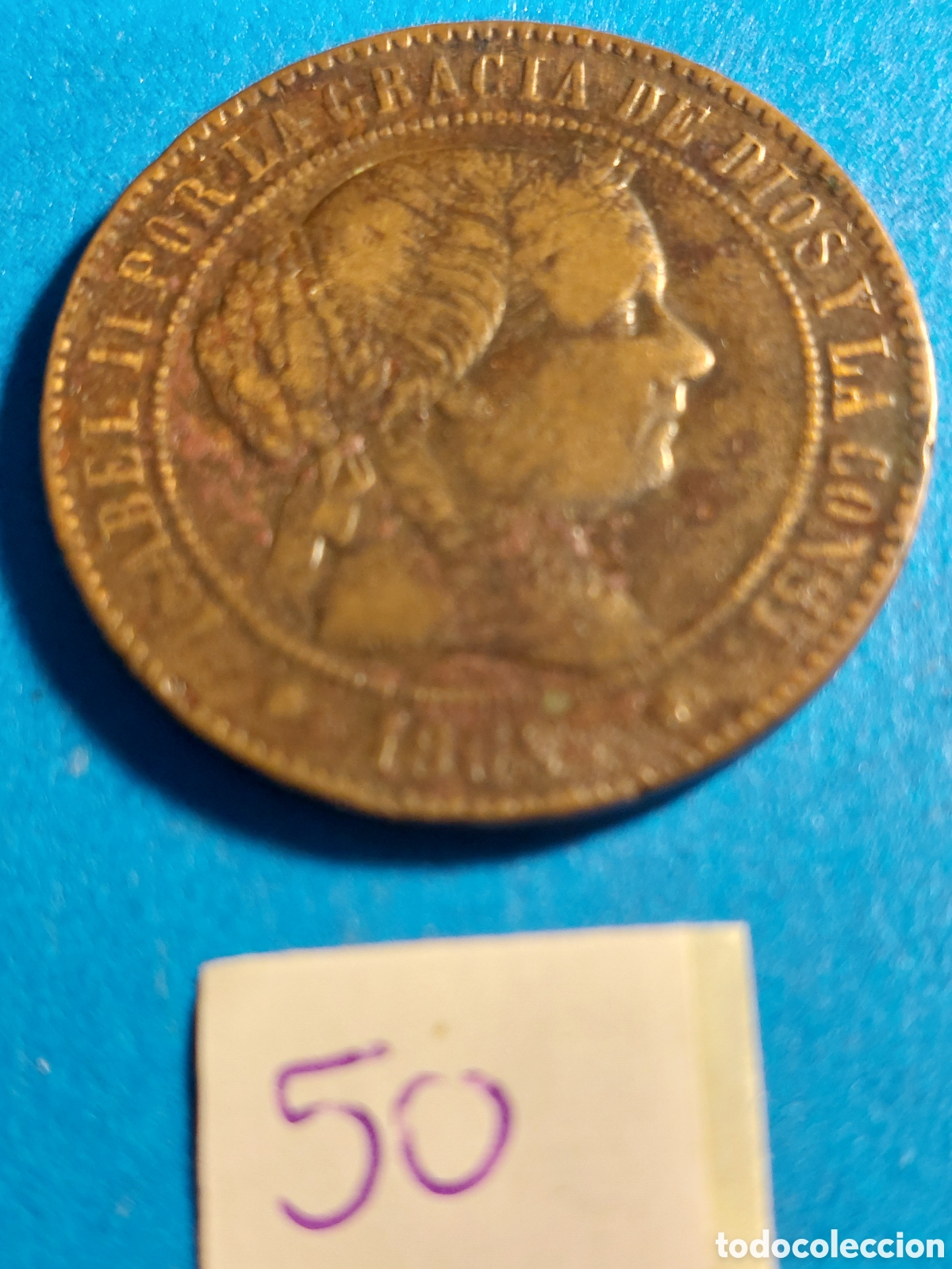 Monedas de Espa&ntilde;a: Isabel II, 5 centimos 1868 Sevilla - Foto 1