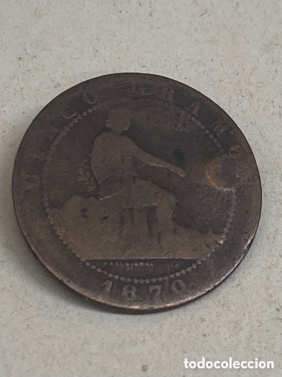 Monedas de Espa&ntilde;a: Moneda de cinco c&eacute;ntimos 1870 - Foto 1